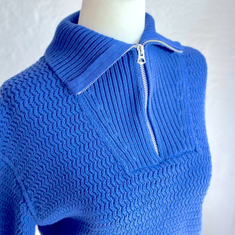 Dry cleaned!  Y2K Rag & Bone Knit Zip Turtleneck Sweater in Bright Blue
